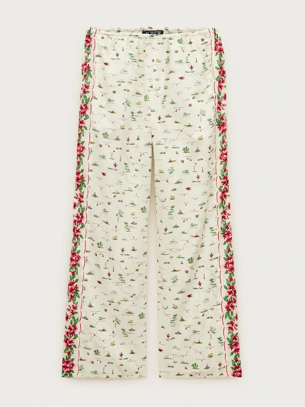 J. Crew Cotton voile beach pant in map print Small Resortwear NWT